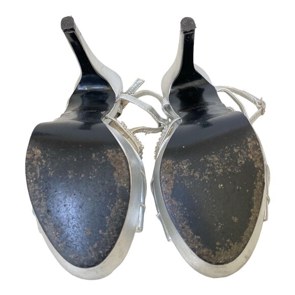 TOUCH UPS Size 6 Adjustable Strap Platform Heels Slingback Sandal Silver Evening - Picture 6 of 10